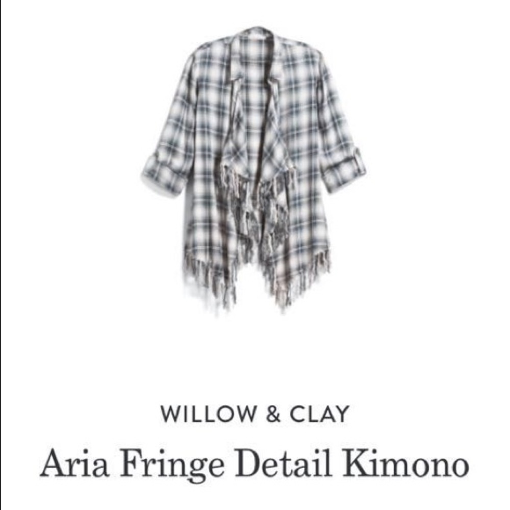 Aria Fringe Plaid Kimono